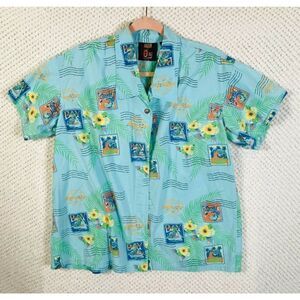 Caribbean SOUL Conga Line Button Up Shirt Front & Back Buttons Unique & Rare XL